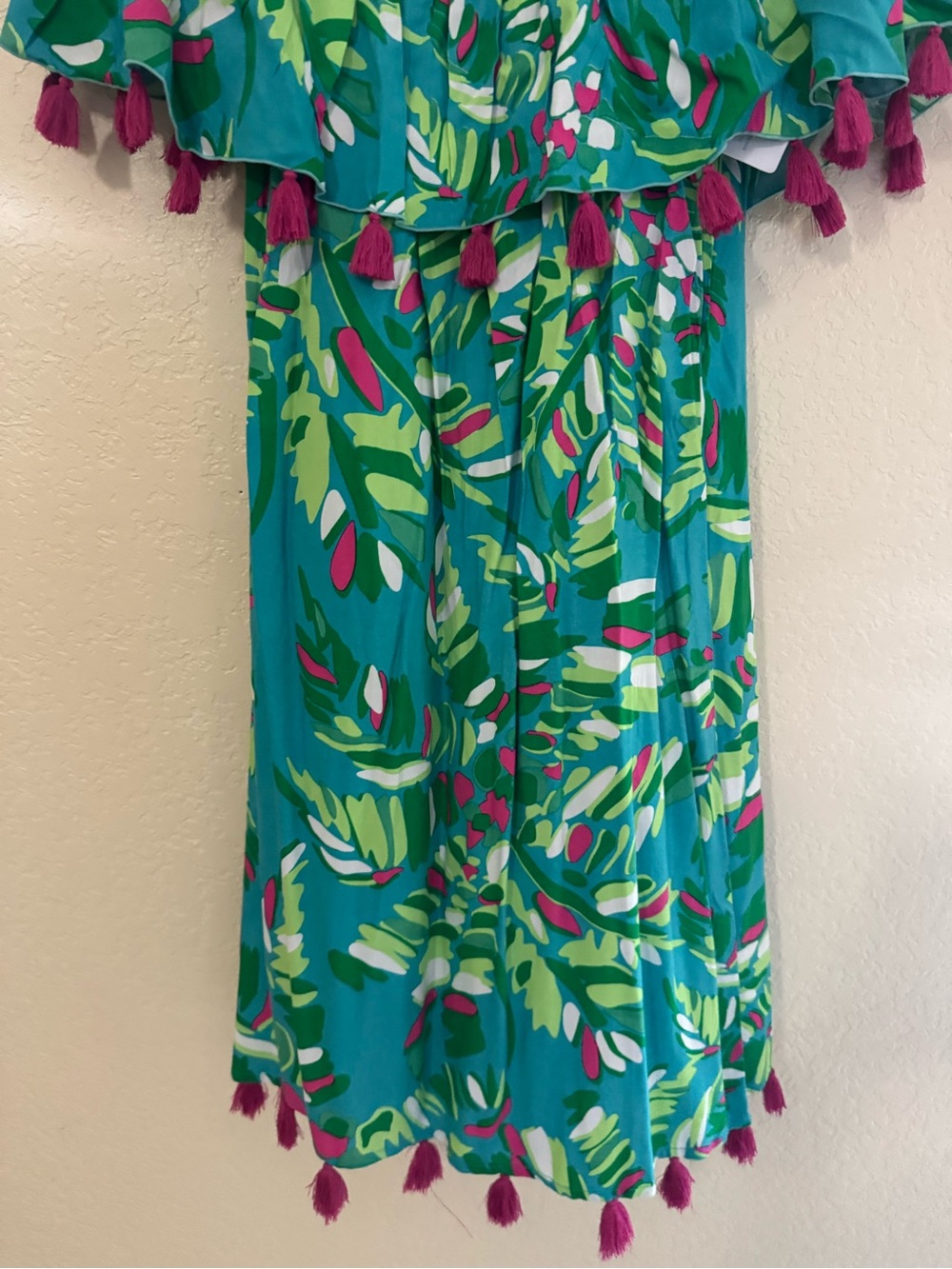 Turquoise/ green  Tropical Tassel  Dress